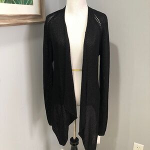NWT Faith Connexion Paris Black Draped Cardigan Open Knit Size Large